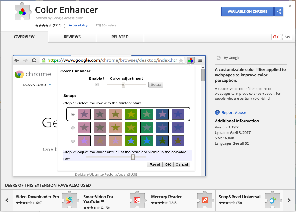 Google Chrome color enhancer